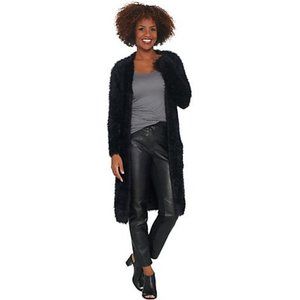 GILI Open Front Eyelash Knit Duster Front Pockets